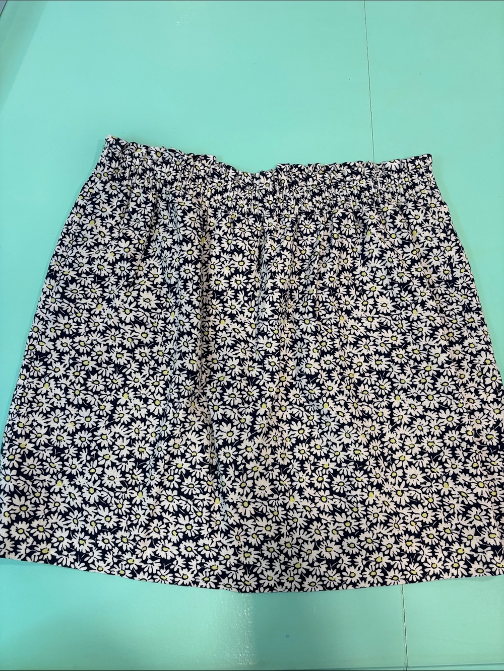 J. Crew Factory Navy and White Daisy-Print A-Line Skirt